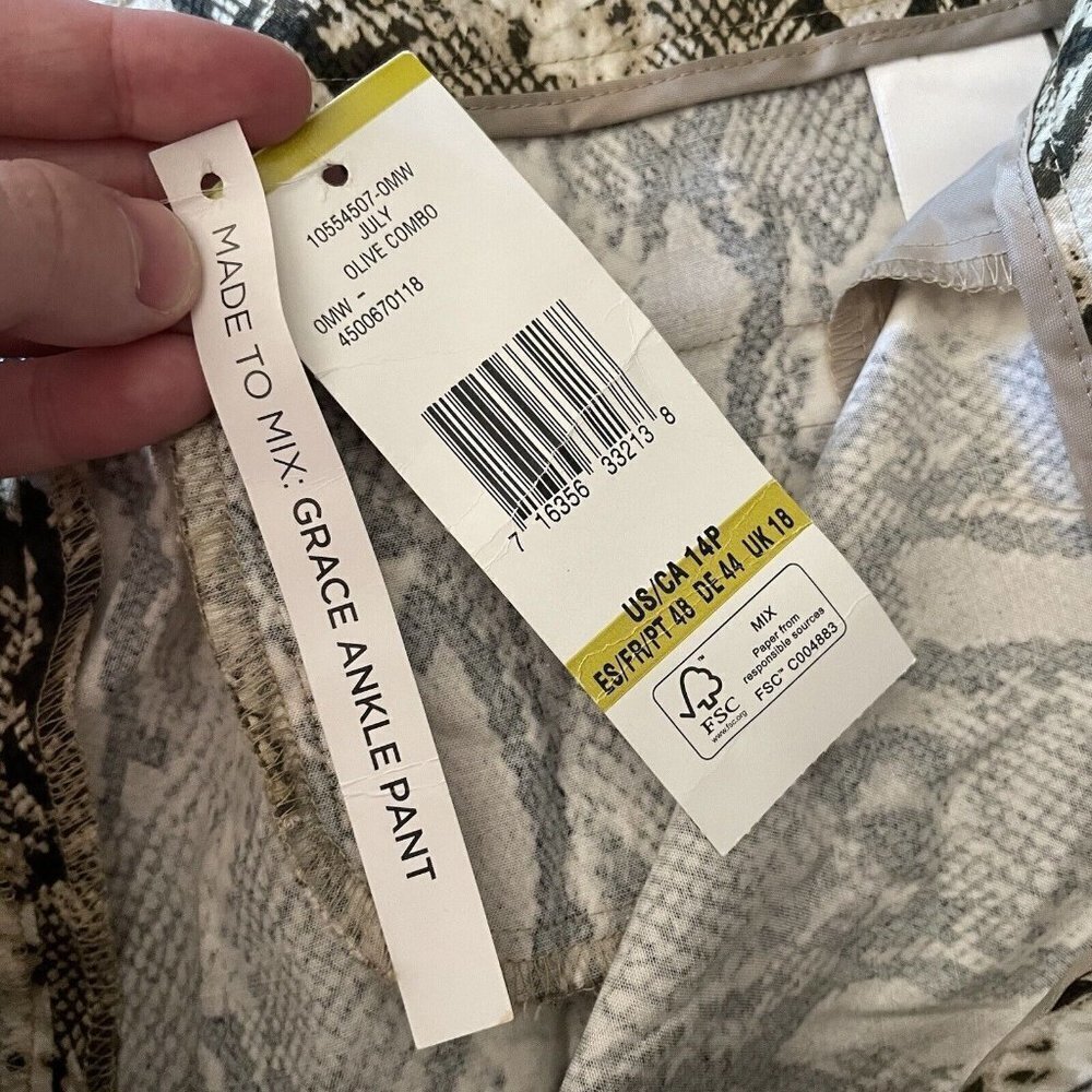 Jones New York 14P Gold Black White Snakeskin Print Stretch Grace Ankle Pant - Picture 9 of 12